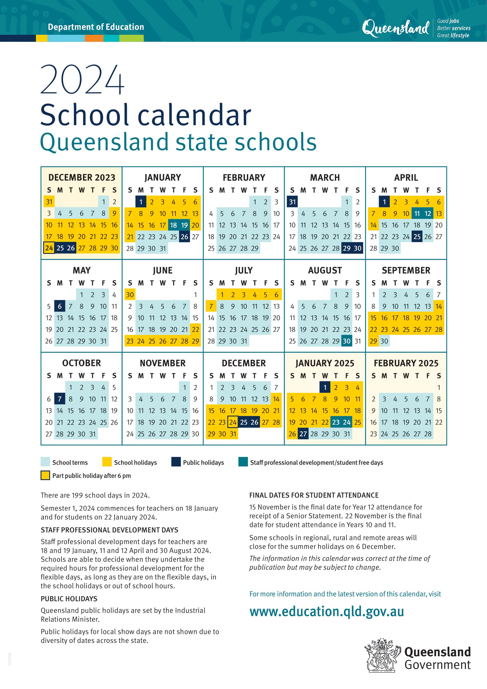 Queensland State School Calendar 2024 - Blisse Martie