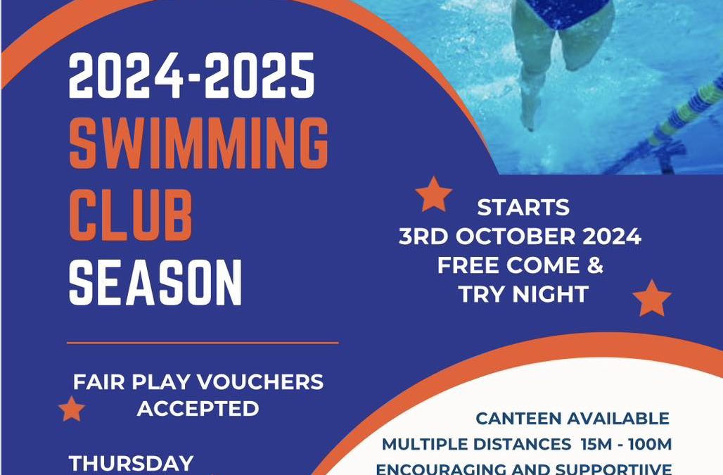 All Stars Swim Club – Thursday nights 5.30 pm