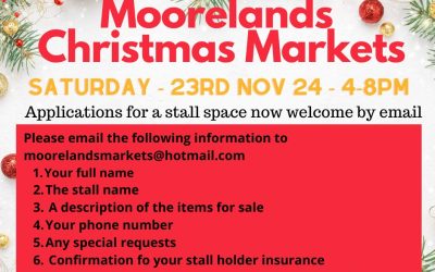 241123: Moorelands Christmas Markets – Saturday 23rd November – 4 pm to 8 pm – Expression of Interest for Stall Holders